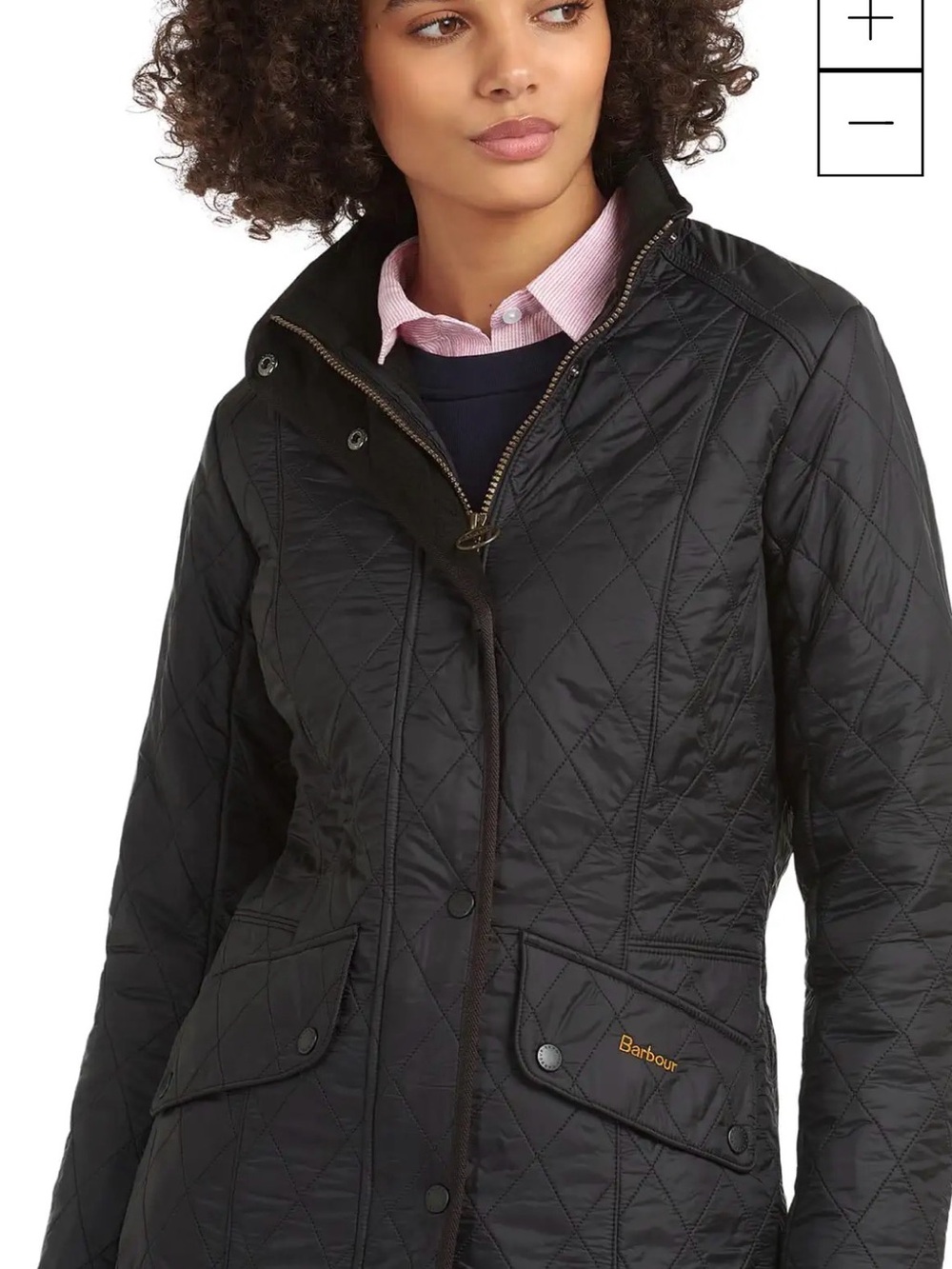 Barbour Black Quilted Diamond Puffer Jacket with Snap Pockets
